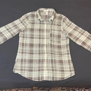 Old Navy Sheer Plaid Top Medium